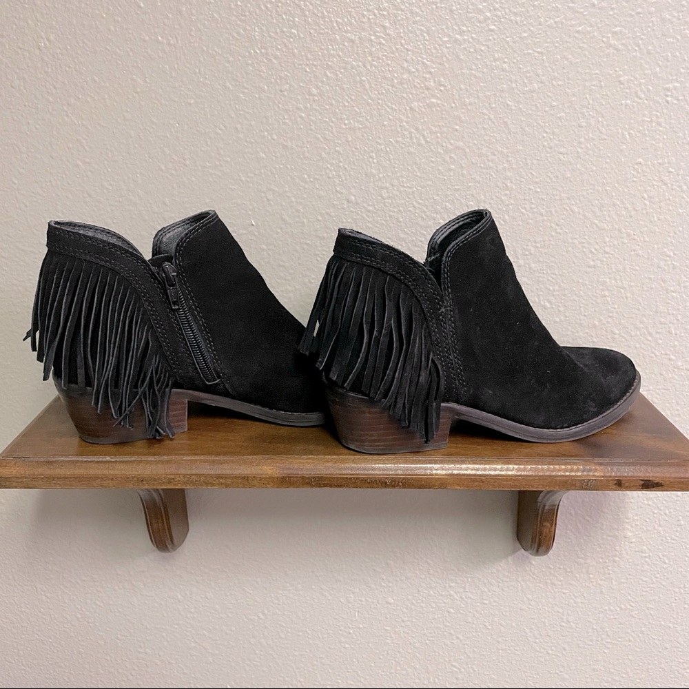 LUCKY BRAND Suede Leather Western Fringe Black Booties (6)